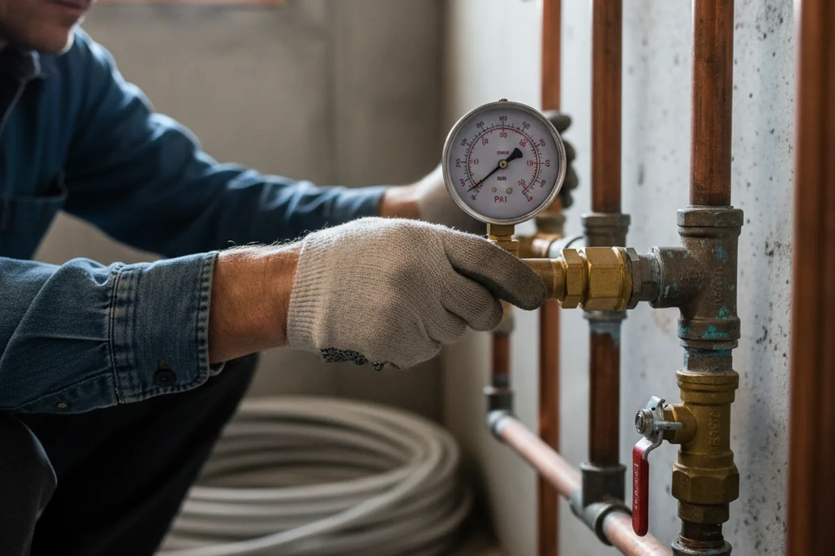Pressure testing a repaired line during Water Line Repair in Lott